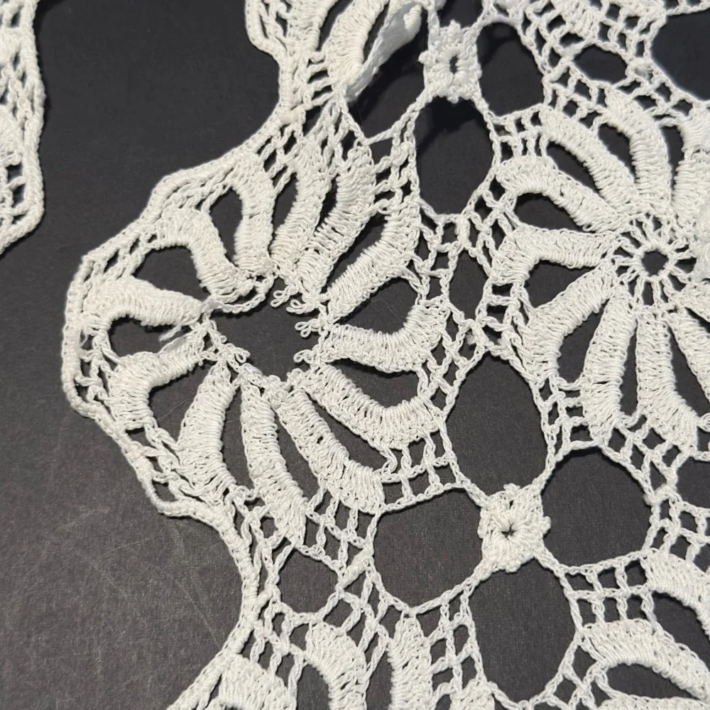Vintage Crochet Doilies Table Runners White Cream Lace Lot 6pc Cottagecore Chic
